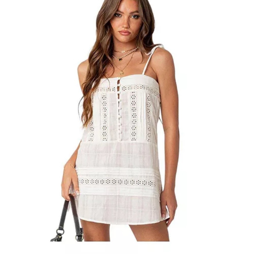 Edikted Cotton Eyelet Mini Dress